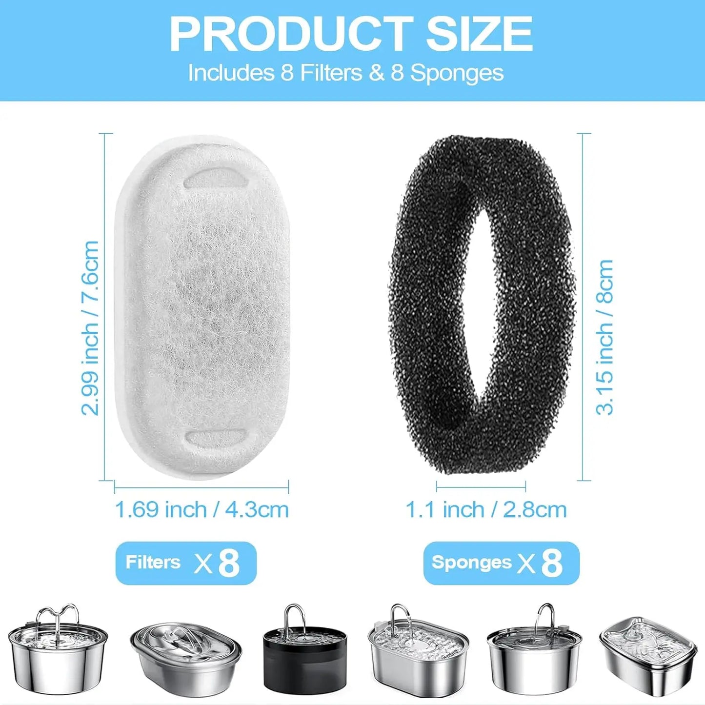 12/24Pcs Pet Water Dispenser Filter Cat Water Fountain Filter Drinking Fountain Filter Cycle Filtering Easy To Clean