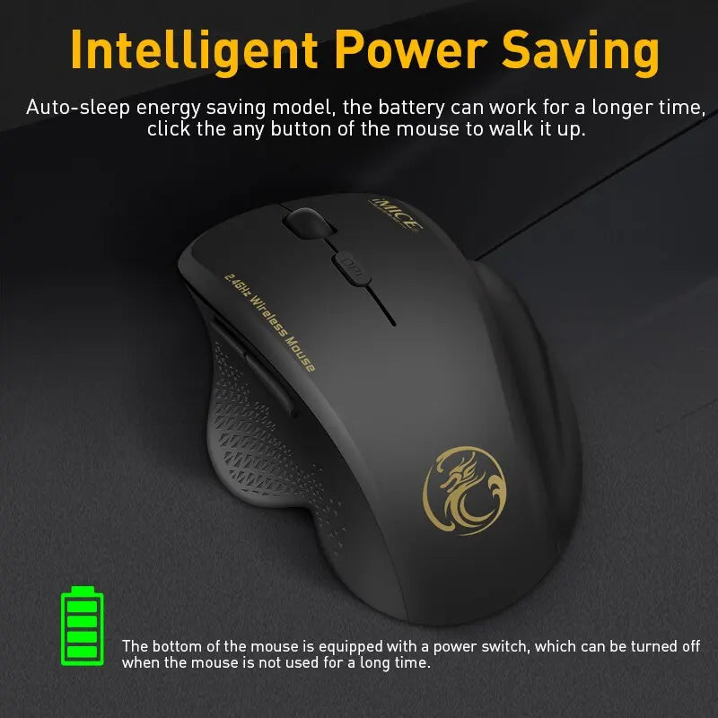 G6 ABS Wireless Mouse Ergonomic Computer IMICE Mouse 2.4Ghz Gamer PC Optical Mouse With USB Receiver 1600 DPI For Laptop PC