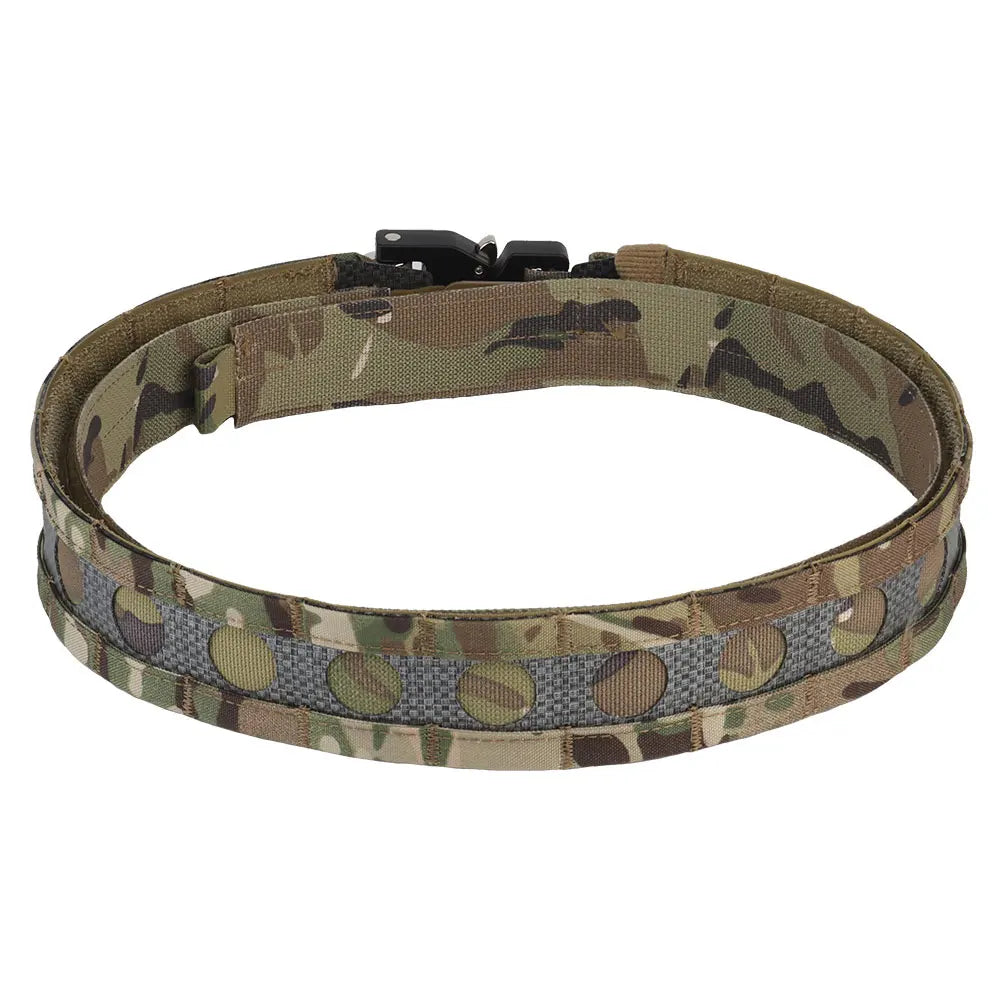 Tactcal Battle 2 Layers Waistbelt Ferro Bison Belt Quick Detach Metal D-Ring Buckle MOLLE Hunting Combat Waistband Airsoft Gear