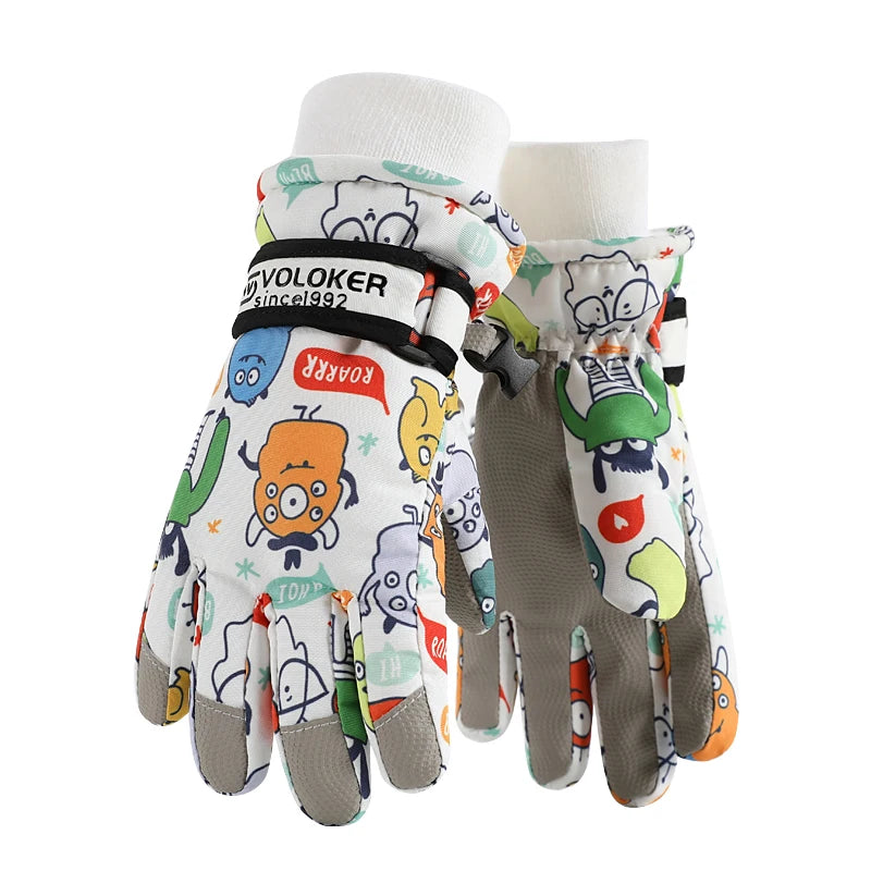 Cute Children's Ski Gloves, Waterproof, Touchscreen Compatible, Winter Children's Outdoor Gloves, Windproof And Warm