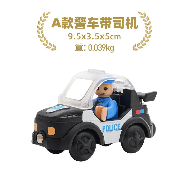 Wooden Train Track Plastic car wash Police Office Fire Department Scene Simulation Play Wooden Railway Track Car toys