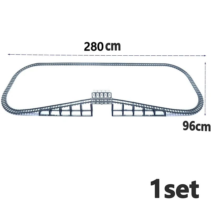 City Trains straight  Track Rail Bricks Model Uphill Tracks soft Flexible Switch curved Railway  Building Blocks kids Toys
