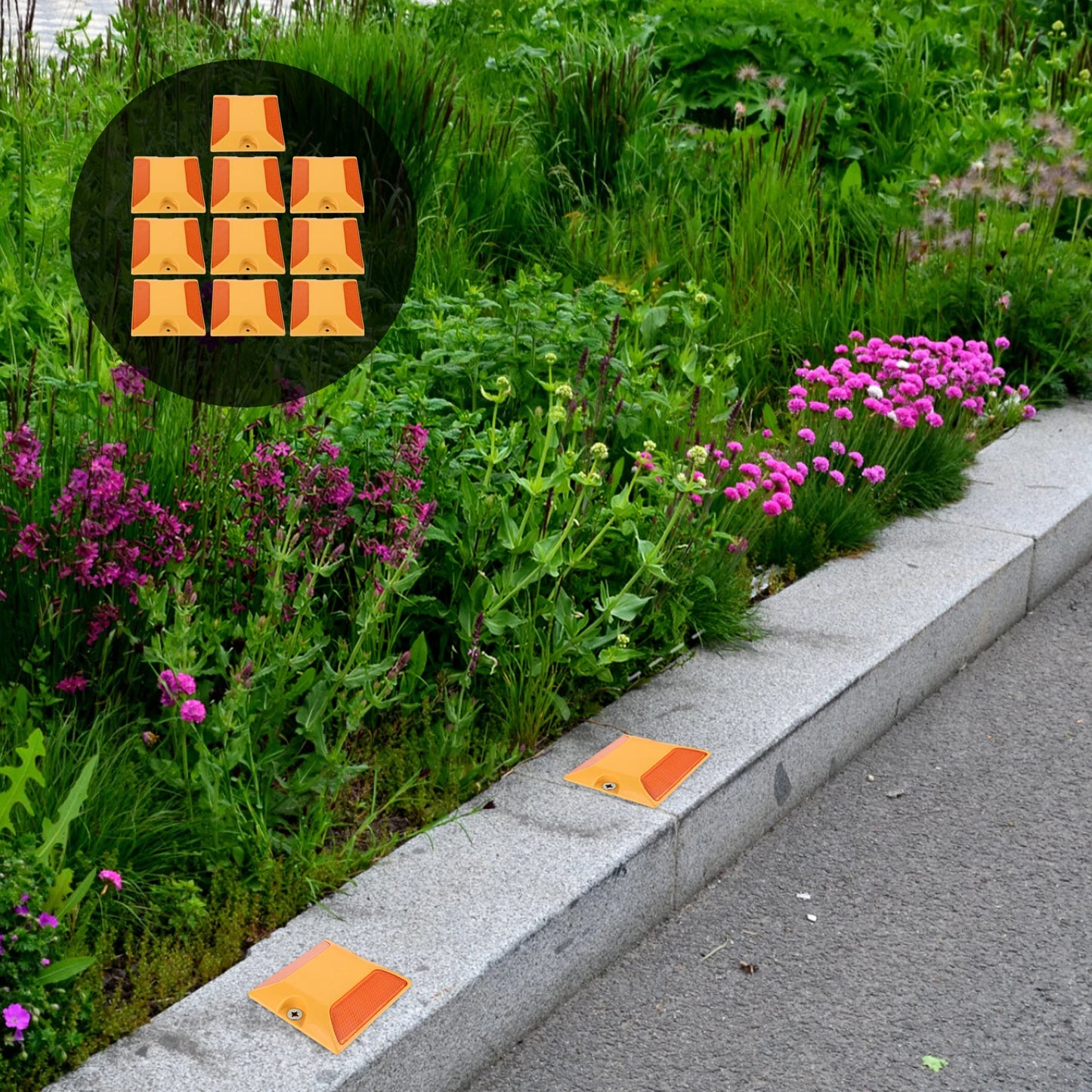 10 Pcs Traffic Facilities Laid Highway Markers Cast Aluminum Reflective Safety Polycarbonate Plastic Guardrail Reflectors