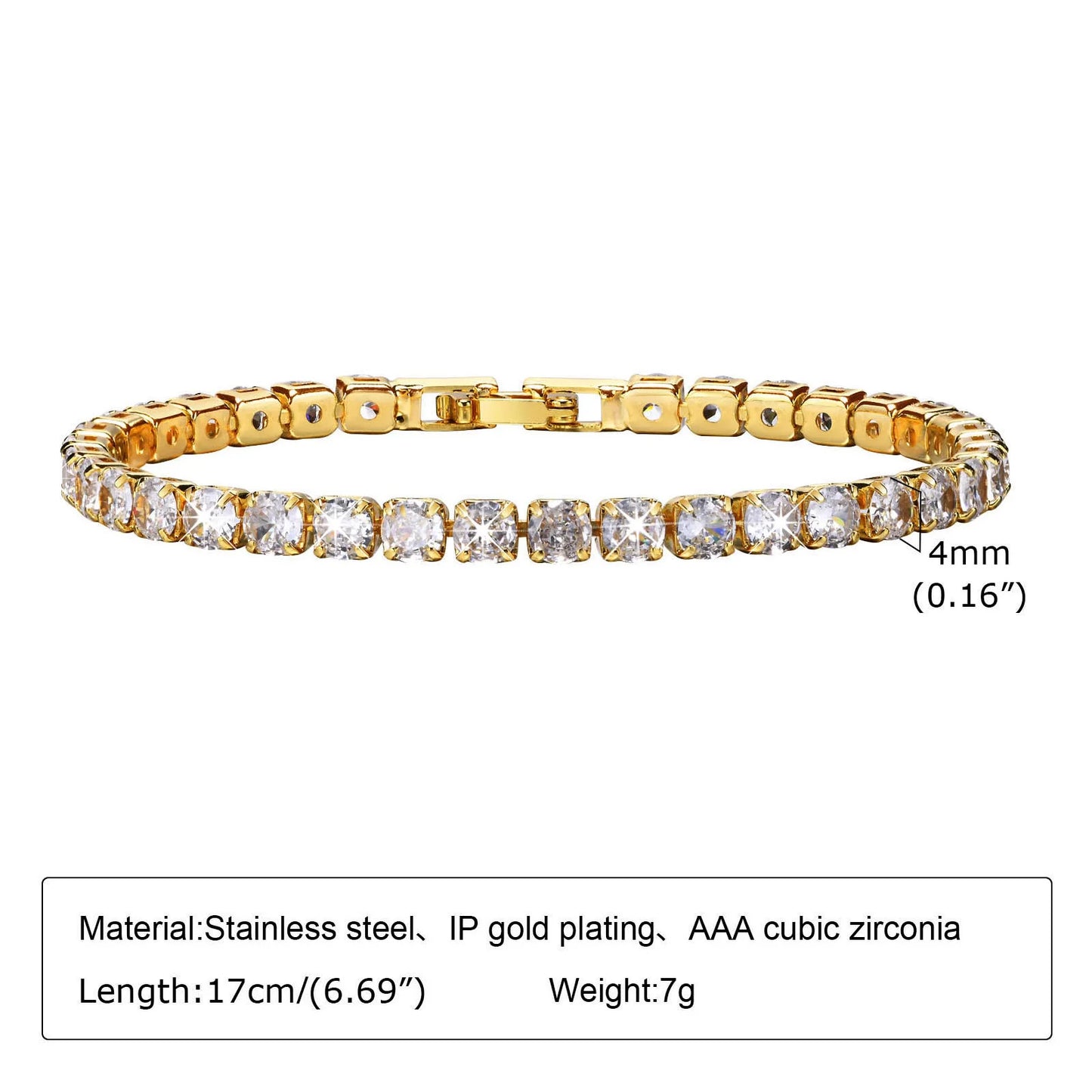 Crystal CZ Bracelet Waterproof, Tennis Hand Chain Bracelets For Women, Stainless Steel Wholesale Jewelry