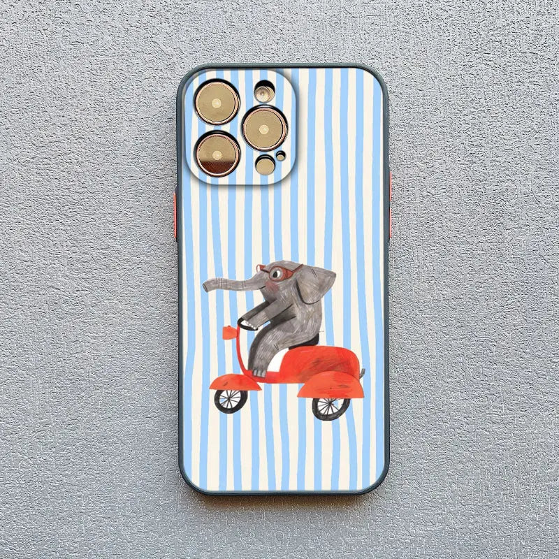 Simple Cute Green And White Plaid Animal Phone Case for Iphone 17 16 15 14 Pro Max 16 Plus 13 12 Mini 11 Pro Max XR XS X Cover