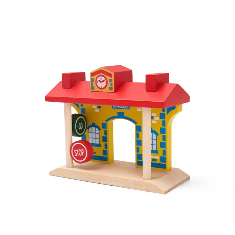 Wooden Train Track Accessories Garage Series Track Scene Toy For Children Fit All Brands Railway Christmas Gift For Toddler