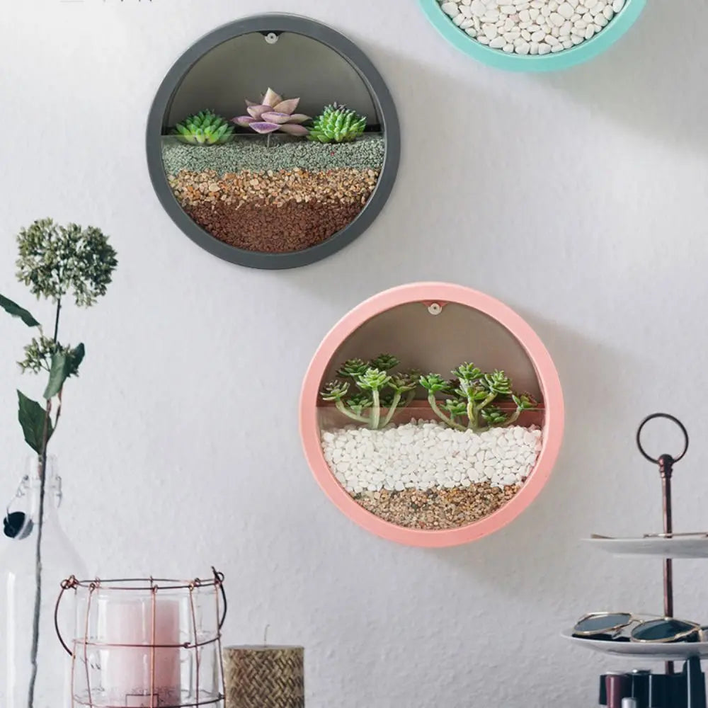 No Punching Indoor Green Dill Wall-mounted Flower Arrangement Flower Pot Ornaments Plant Container Hydroponic Vase Flowerpot