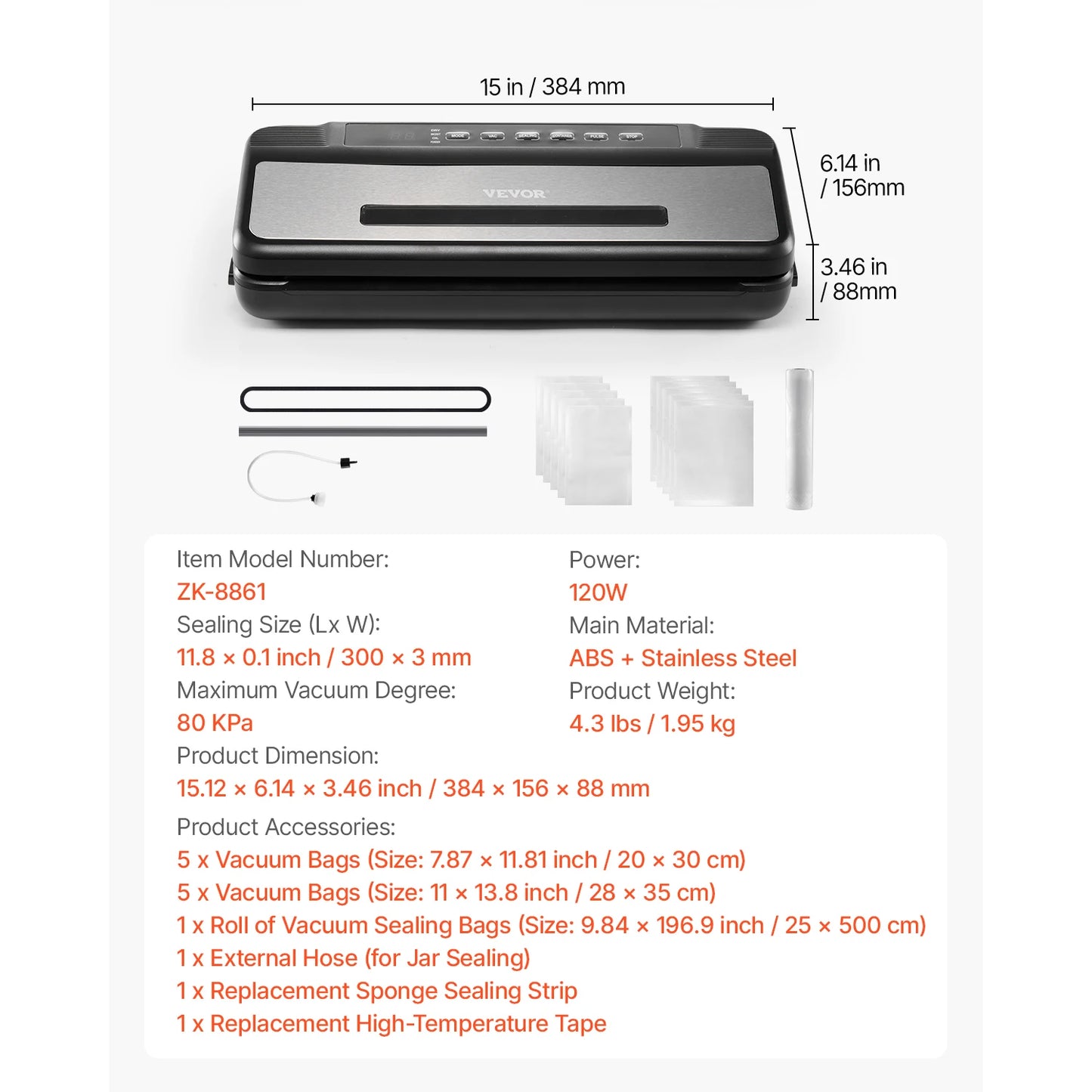 SucceBuy 80kPa Electric Vacuum Sealer Machine - 7-in-1 Food Preservation System with 10 Vacuum Bags