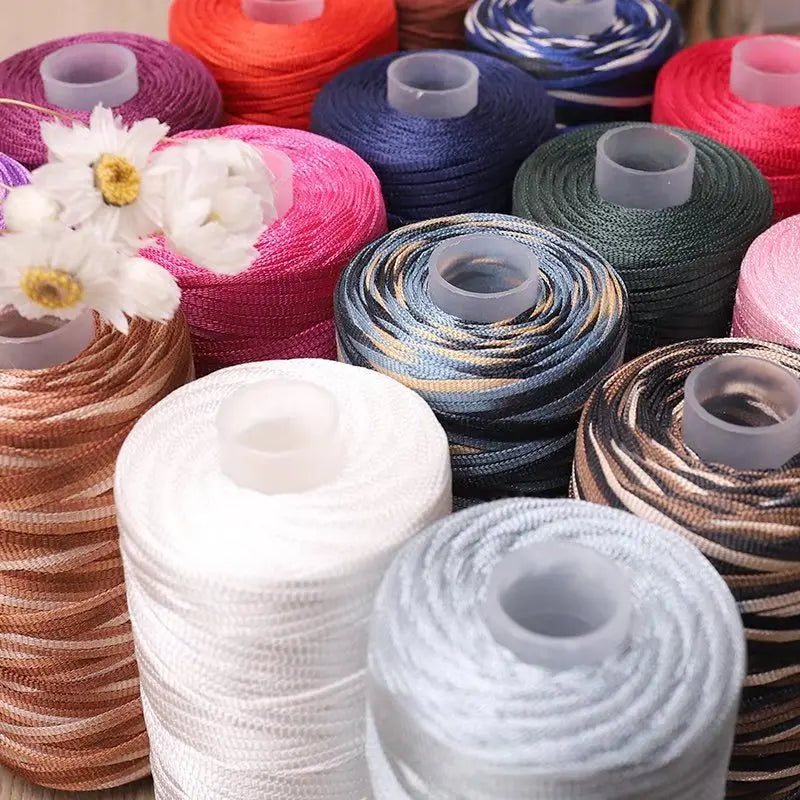 Flat line ice silk ice hemp bright silk hollow light body line summer sun hat hand-woven diy hook bag slipper cushion