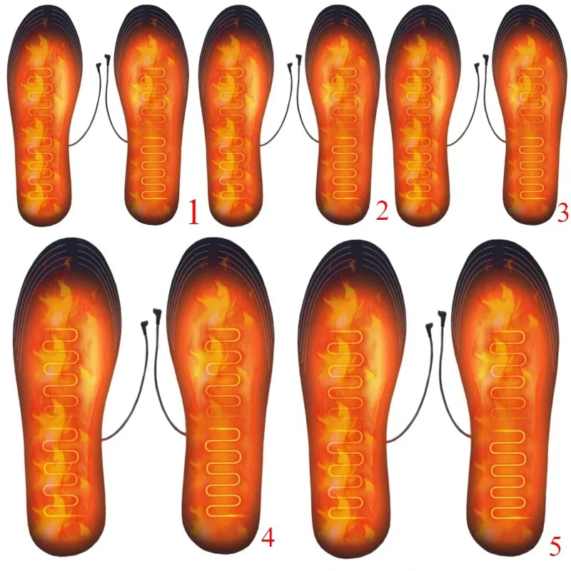 1-10Pair USB Heated Shoe Insoles Electric Foot Warming Pad Feet Warmer Sock Pad Mat Winter Outdoor Sports Heating Insole Warm