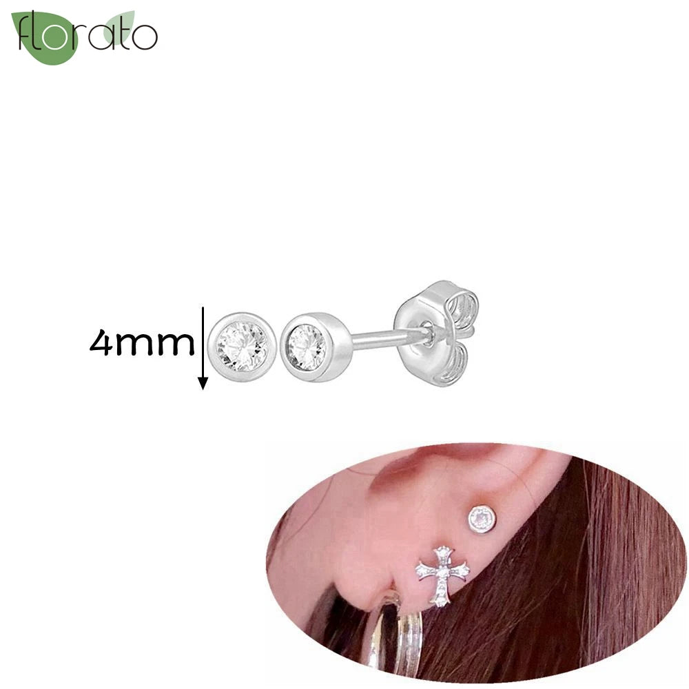 925 Silver Needle Exquisite Zircon Small Earrings Fashion Stud Earrings for Women Anti Allergy Cartilage Puncture Jewelry Gift
