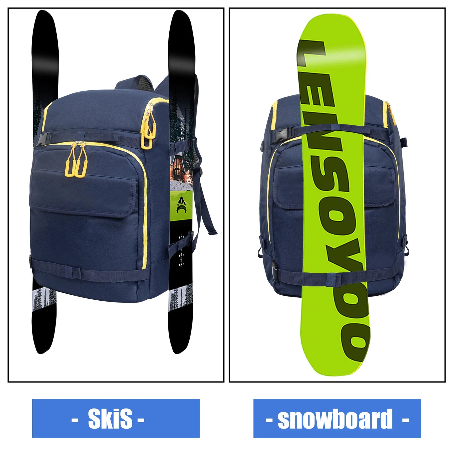 WESTTUNE 50L Outdoor Ski Boot Bag Large Capacity Travel Backpack for Ski Helmet Goggles Gloves Skis Snowboard & Accessories