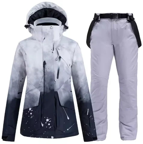 Snowboarding Suit Sets for Men and Women, Snow Wear Clothing, Waterproof, Ski Jacket, Strap Pant, Winter Costume, For Adult