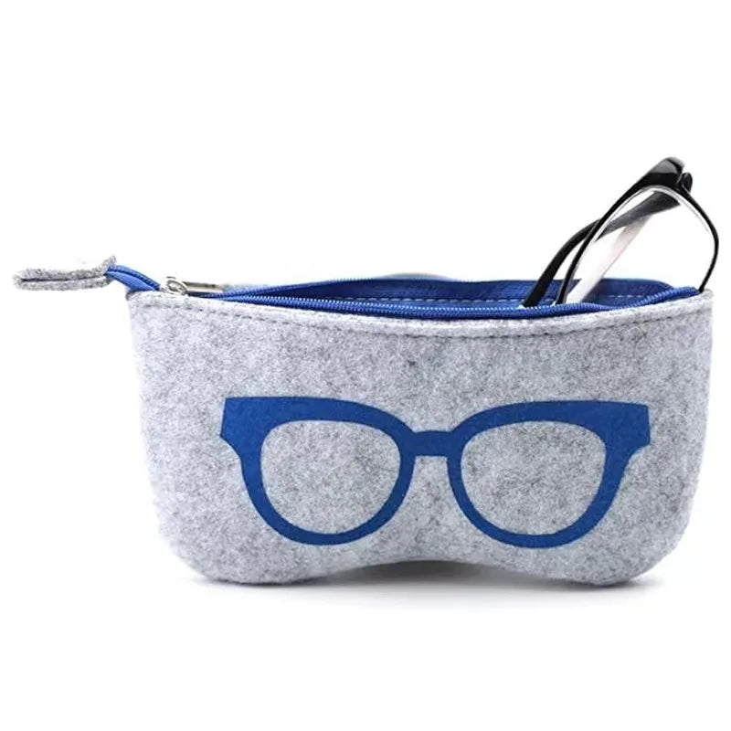 1pc Chic Soft Felt Glasses Pouch,Colorful Eye Design, Portable,Durable Fashion Glasses Case with Zipper Closure for Men & Women