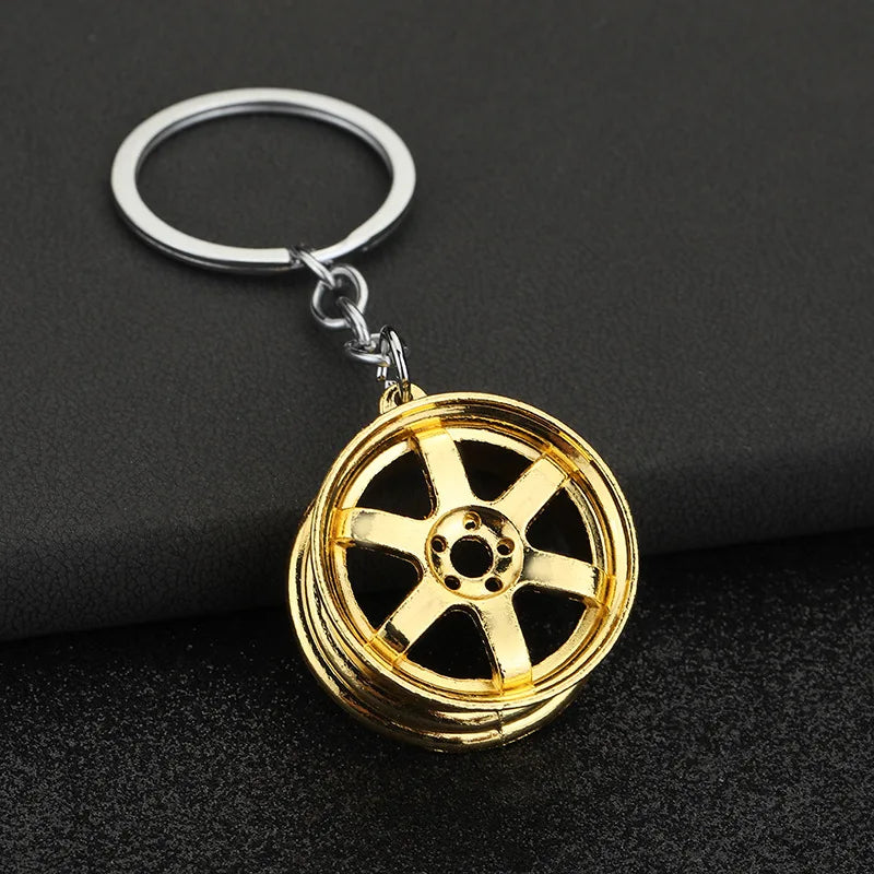 Automotive Gear Head Keychain - Speed Gearbox Keyring with Turbo Hub & Brake Disc Design