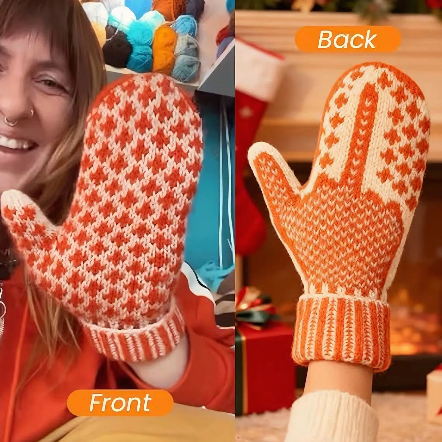 Knitted The Naughty List Mittens Hidden Middle Finger Winter Thermal Mittens for Ski Cycling Running Outdoor Activities