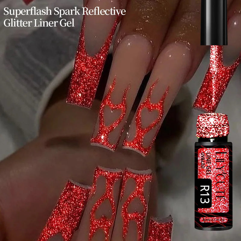 LILYCUTE Reflective Glitter Gel Nail Polish - 5ml Sparkling Liner