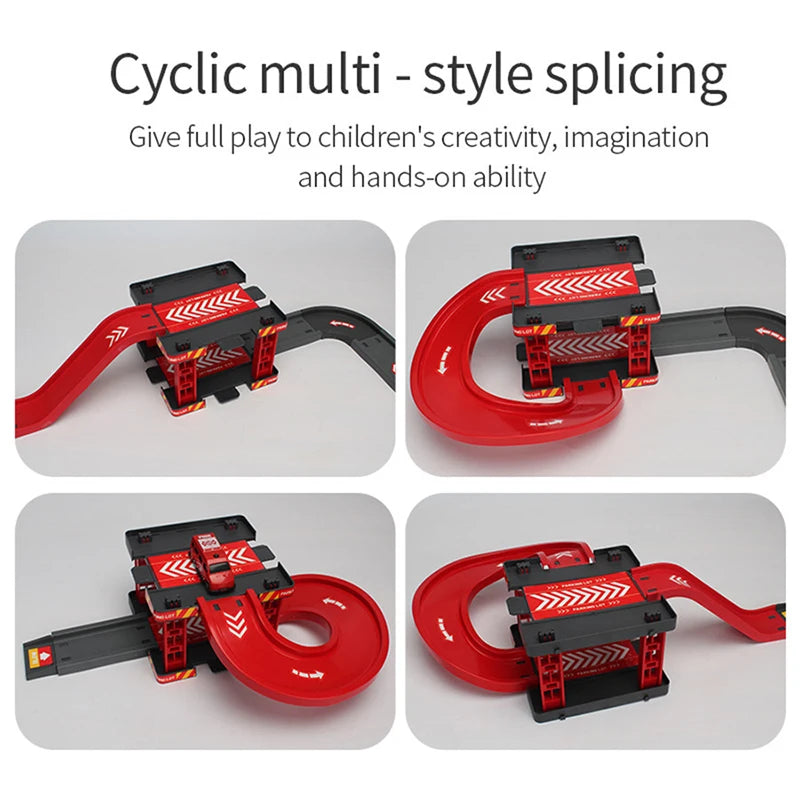 Parking Track Car Children Toys Police Cars Fire Engines Engineering Vehicle Ramp Road Construction Inertial Sliding Track Games