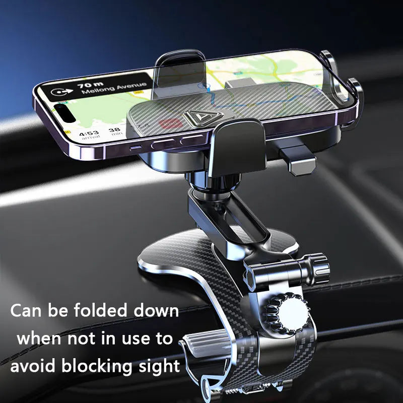Premium Car Dashboard Phone Holder - Gravity Auto-Lock Mount with Mirror