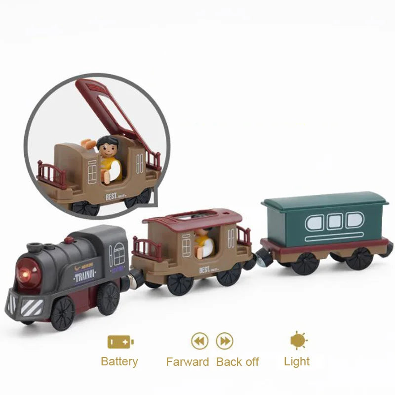 New Electric Wooden Train Set Toy Train for Boys Girls Compatible with Wooden Train Track Racing Track Toys Gift For Kids