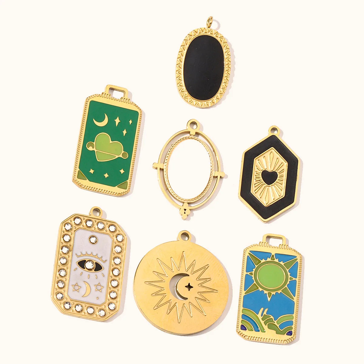 3pcs/Lot Enamel Elephant Hamsa Hand Stainless Steel DIY Charms Turtle Bee Neaclace Pendant Jewelry Accessory