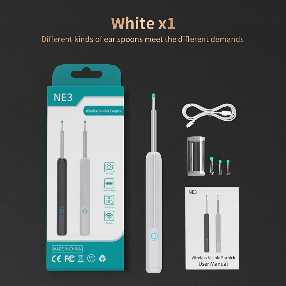 NE3 Smart Ear Cleaner with HD Camera - Professional Ear Wax Removal Tool with LED Light