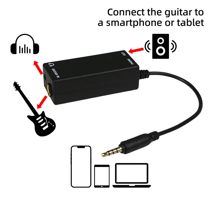 Premium Guitar Interface Adapter - iPhone Compatible Audio Converter