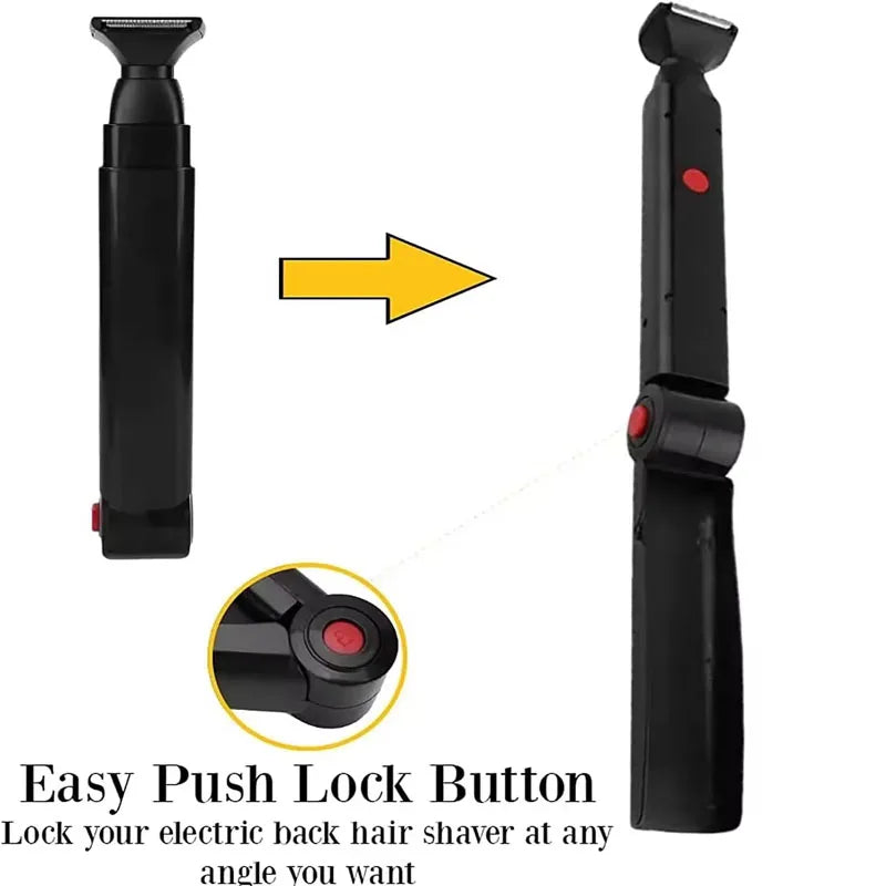 Hot Selling Electric Back Shaver with Folding Shaver for Men USB Rechargeable Folding Handle with Two Shave Heads
