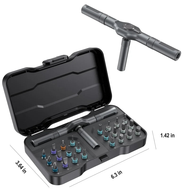 24 in 1 Ratchet Screwdriver Set Magnetic Precision Bits with Detachable Handle & Case Multi-Purpose Mini Screwdriver Kit