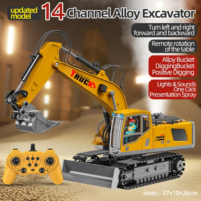 Premium RC Excavator - Alloy Remote Control Construction Vehicle with Lights