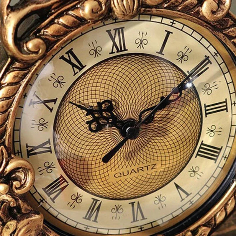 European Style Retro Clock Desk & Table Analog Clock Battery Operated with Silent Sweep Mechanism, Decoration Clock for Home