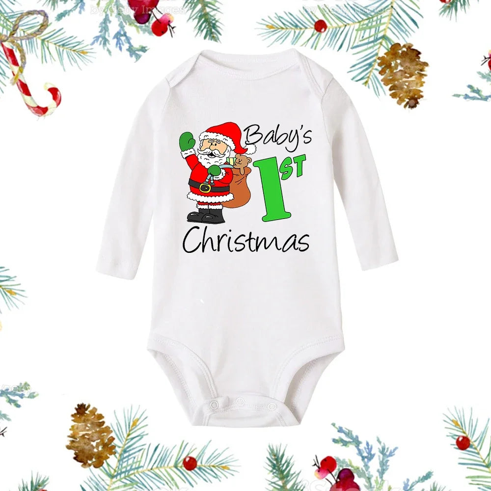 Premium My First Christmas Baby Romper - Snowman Print Long Sleeve Outfit