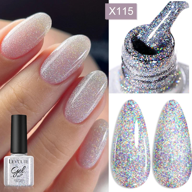 LILYCUTE Reflective Glitter Gel Nail Polish - 5ml Sparkling Liner