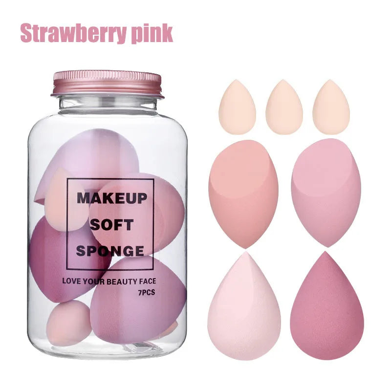 7Pcs/Set Makeup Sponge Set, Suitable for Liquid BB Cream Powder Application, Makeup Egg Dry Wet Dual-use Powder Puff