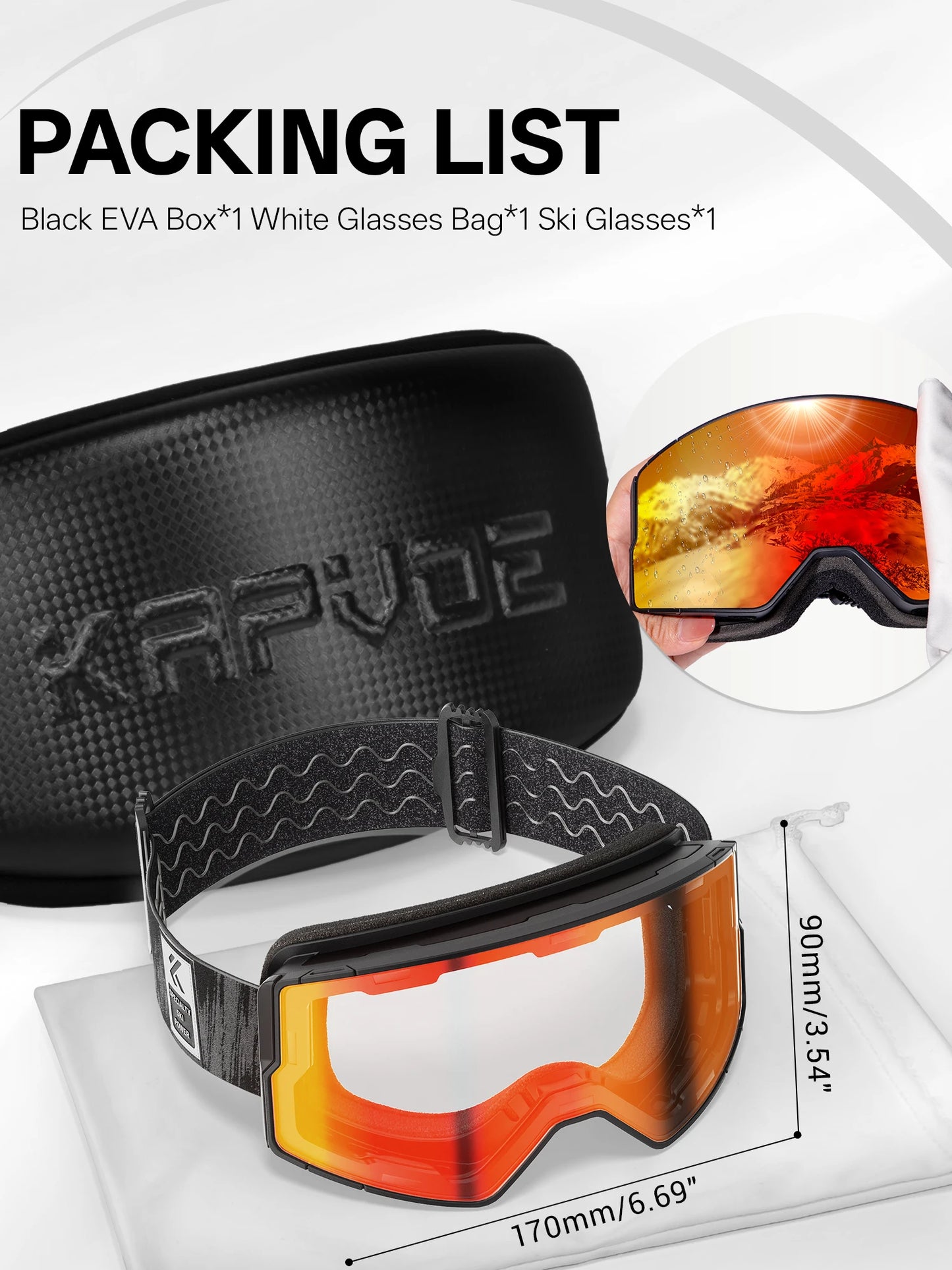 KAPVOE Outdoor Photochromic Ski Goggles Winter Snow Sports for Unisex Snow Glasses Anti-fog Magnetic Snowboard UV400 Glasses Hot