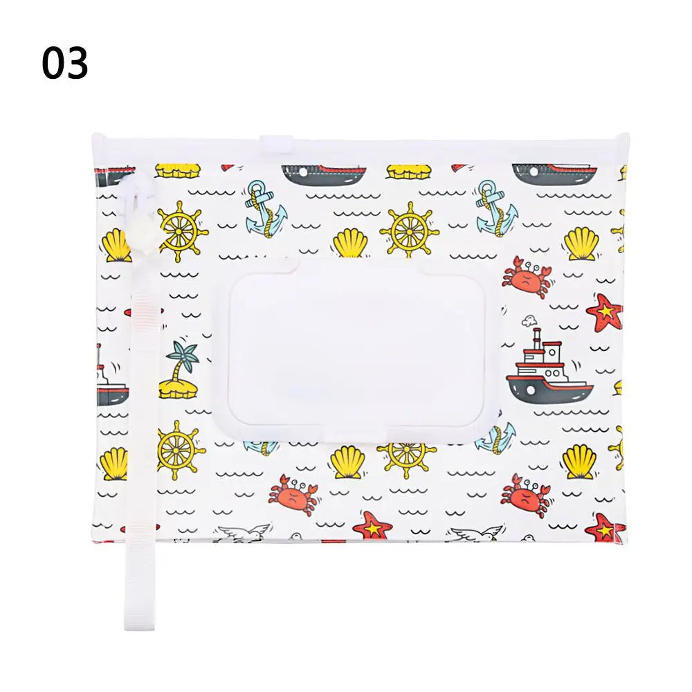 Hot Refillable EVA Wet Wipes Bag Cosmetic Pouch Tissue Box Wipes Holder Flip Cover Snap-Strap Carrying Case Stroller Accessories