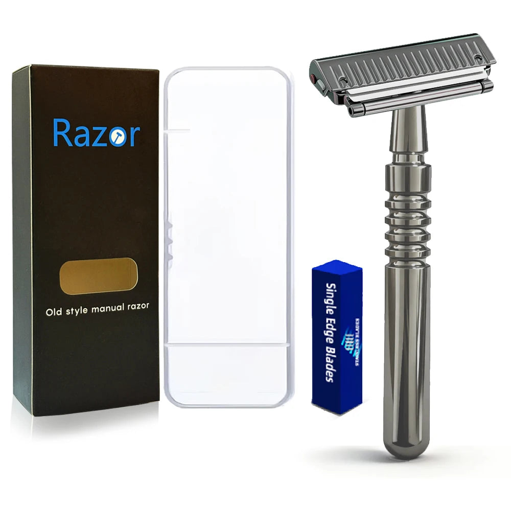 22T-2 New Reusable Twin Half Blade Safety Razor with Travel Case 30° Angled Precision Super Shaving Shaver for Men Grooming Care