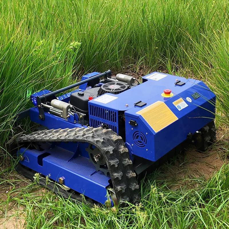 Customized Factory direct sale rubber crawler petrol engine remote control lawn mower high power self-propelled lawn mower