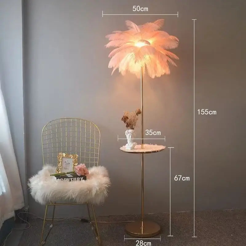 Premium Nordic Ostrich Feather Floor Lamp - Modern LED Interior Lighting