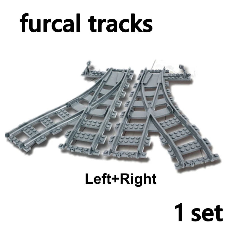 City Trains straight  Track Rail Bricks Model Uphill Tracks soft Flexible Switch curved Railway  Building Blocks kids Toys