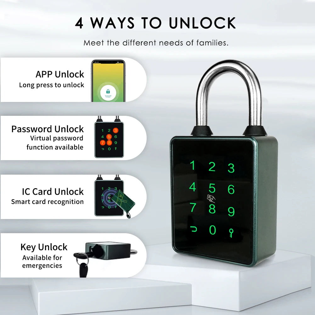Premium CDOK T55 Bluetooth Smart Padlock - IP65 Waterproof TTlock