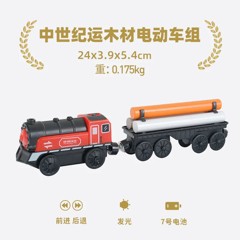 Electric Train Set Toys Model Train Electric Car Fit For Wooden Railway Wood Train Track Christmas Gift For Children