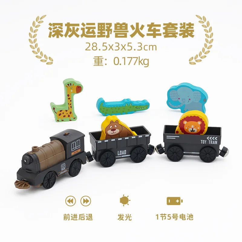 Electric Train Set Toys Model Train Electric Car Fit For Wooden Railway Wood Train Track Christmas Gift For Children