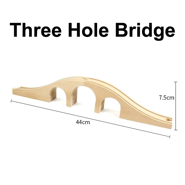 Kids Railway Toys Wooden Train Track All Kinds of Bridge Track Accessories fit for Biro Wood Tracks Toys for Children Gift