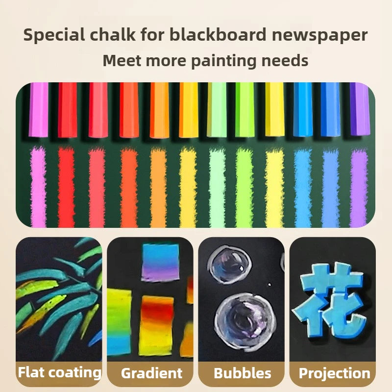 ENMY 12/36 Color Chalk Dustless Safe Chalk for Teachers Students Blackboard Non-Dusty Bright Colors Art Drawing School Supplies
