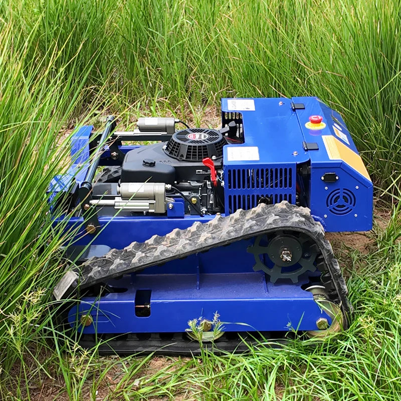 Customized Factory direct sale rubber crawler petrol engine remote control lawn mower high power self-propelled lawn mower