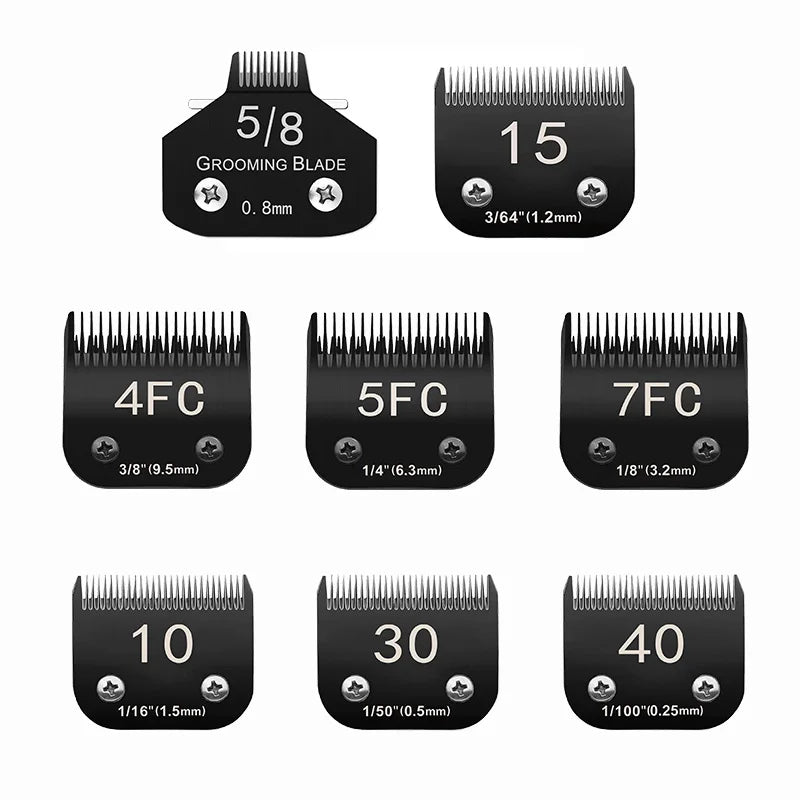 Black 4FC#5FC#7FC#10#15# Blade Dog Grooming, Detachable Pet Clipper Blade, Made of Stainless Steel Blade Compatible