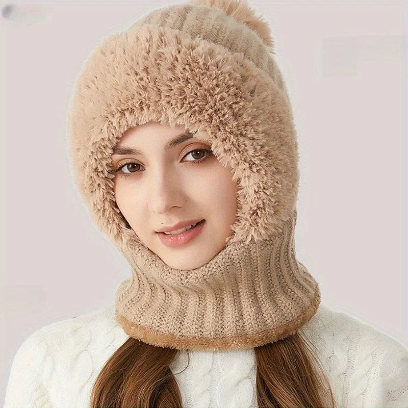 1pc Windproof Wool Ski Mask, Adjustable Elastic Winter Hat Scarf, Warm and Foldable, Suitable for Skiing and Outdoor Activities