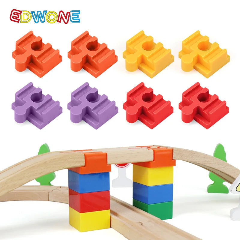 5-10PCS Wooden Train Track Accessories Plastic Building Blocks Adapters Wooden Track Connectors fit Wood Tracks Toys
