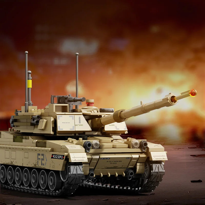SEMBO BLOCK USA Military M1A2 Abrams Main Battle Tank Building Blocks MOC WW2 Weapon Bricks Toys For Boys Kids Halloween Gifts